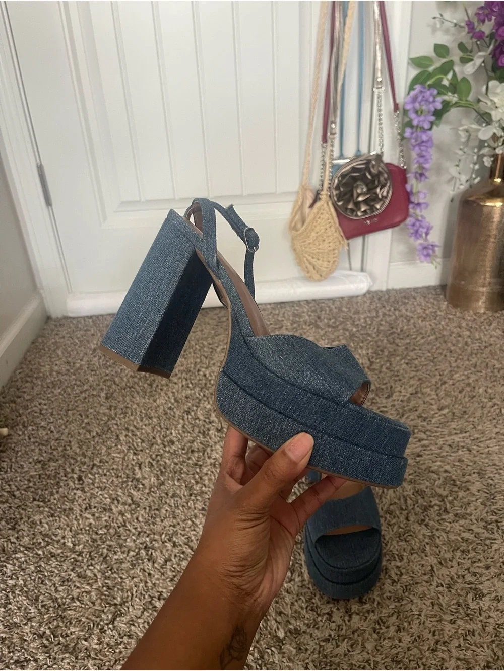 Wild Fable Denim Platform Chunky Heels